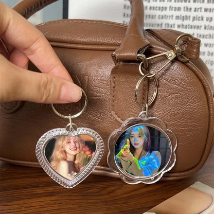 5/30Pcs Blank Photo Frame Keychains Transparent Acrylic Insert Photo Split Key Pendant DIY Key Holder Couple Anniversary Gifts