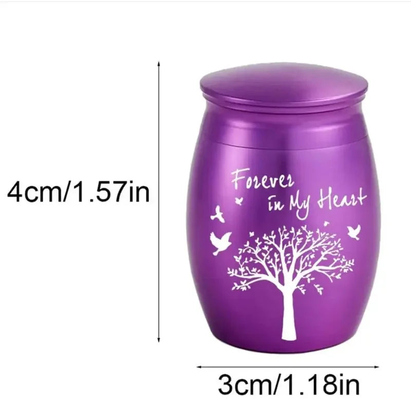 7 Colors Mini Keepsake Urn for Human Ashes, Tree of Life Aluminum Alloy Cremation Urn, Small Memorial Ashes Holder
