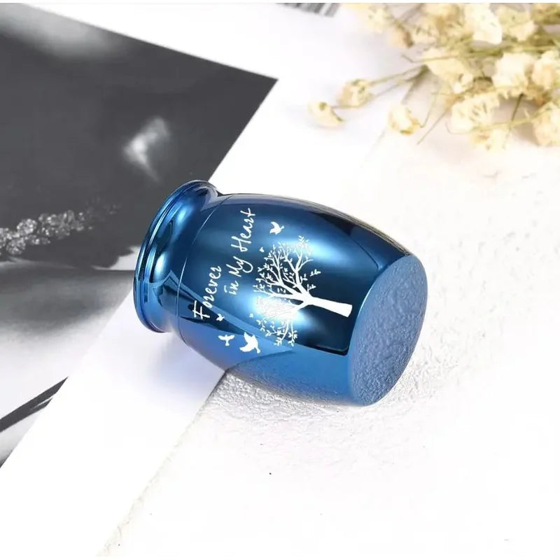 7 Colors Mini Keepsake Urn for Human Ashes, Tree of Life Aluminum Alloy Cremation Urn, Small Memorial Ashes Holder