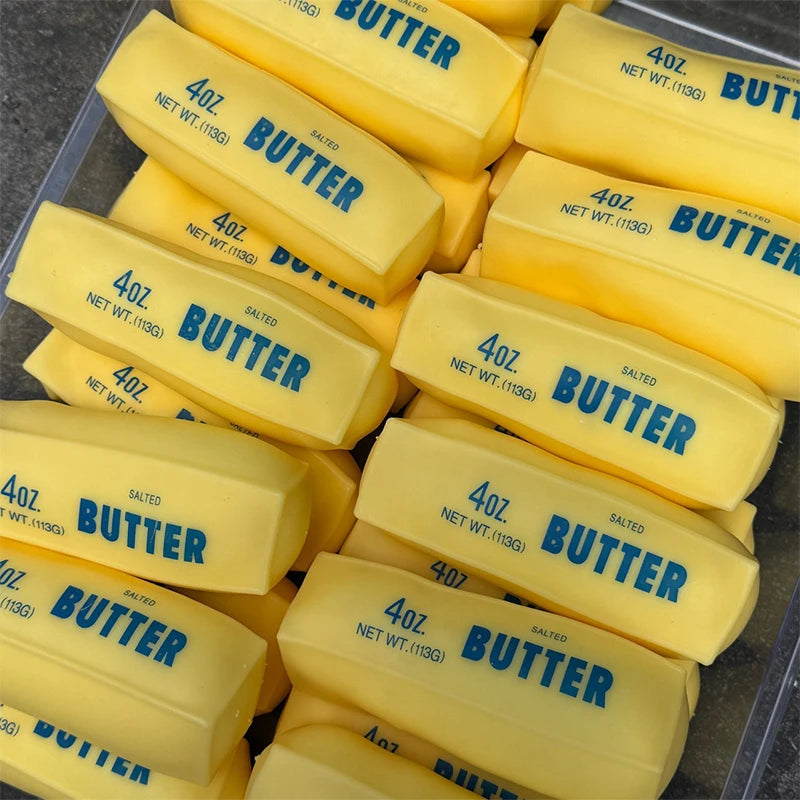 Butter Stick Squishy Stress Ball Fidget Toy Crunchy Squeeze round Blocks Anti Stress ASMR Hand Relaxation Gift for Stress Relief
