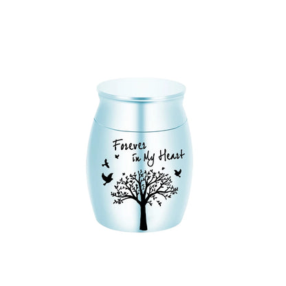 7 Colors Mini Keepsake Urn for Human Ashes, Tree of Life Aluminum Alloy Cremation Urn, Small Memorial Ashes Holder