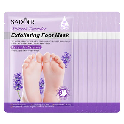 5/10 Pairs SADOER Lavender Foot Mask Moisturizing Whitening Foot Peeling Mask Exfoliating Feet Pedicure Exfoliant Feet Skin Care