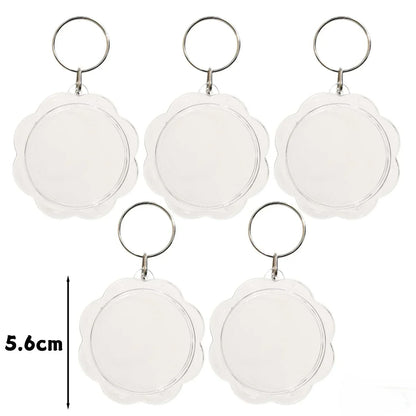 5/30Pcs Blank Photo Frame Keychains Transparent Acrylic Insert Photo Split Key Pendant DIY Key Holder Couple Anniversary Gifts