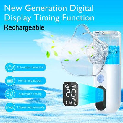 Fireurus Rechargeable Nebulizer Adjustable LED Display Medical Silent Ultrasonic Inhaler Mobile Steam Device Adult Child Medical