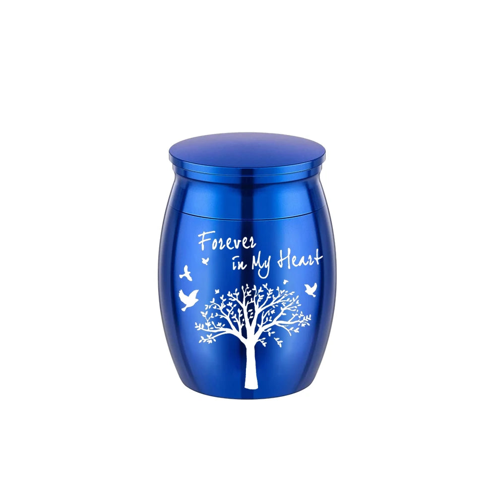 7 Colors Mini Keepsake Urn for Human Ashes, Tree of Life Aluminum Alloy Cremation Urn, Small Memorial Ashes Holder