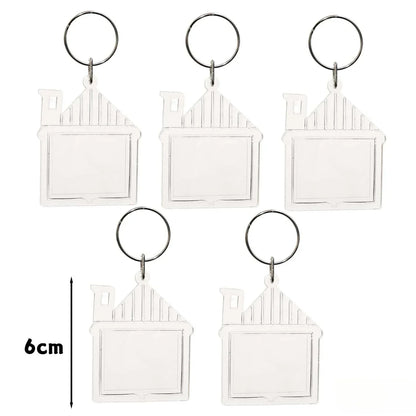 5/30Pcs Blank Photo Frame Keychains Transparent Acrylic Insert Photo Split Key Pendant DIY Key Holder Couple Anniversary Gifts