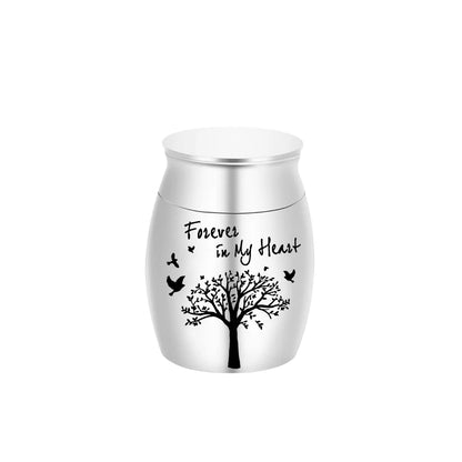 7 Colors Mini Keepsake Urn for Human Ashes, Tree of Life Aluminum Alloy Cremation Urn, Small Memorial Ashes Holder