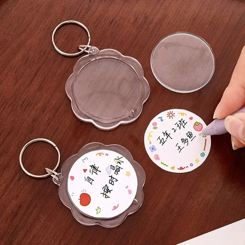 5/30Pcs Blank Photo Frame Keychains Transparent Acrylic Insert Photo Split Key Pendant DIY Key Holder Couple Anniversary Gifts