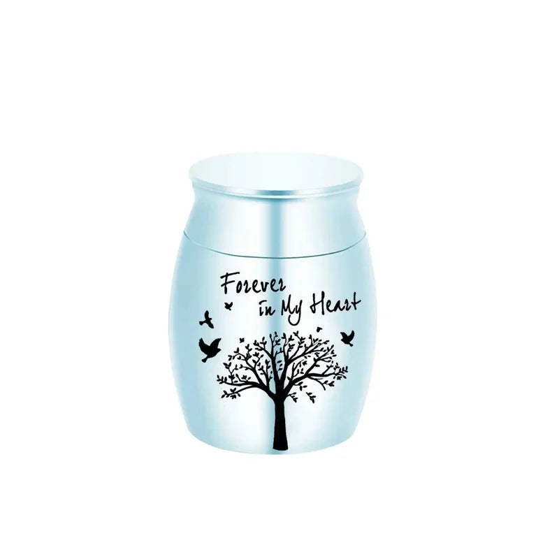 7 Colors Mini Keepsake Urn for Human Ashes, Tree of Life Aluminum Alloy Cremation Urn, Small Memorial Ashes Holder