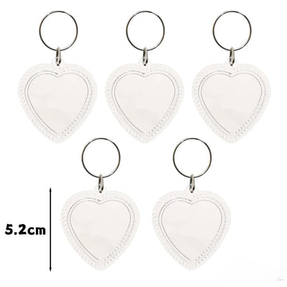 5/30Pcs Blank Photo Frame Keychains Transparent Acrylic Insert Photo Split Key Pendant DIY Key Holder Couple Anniversary Gifts