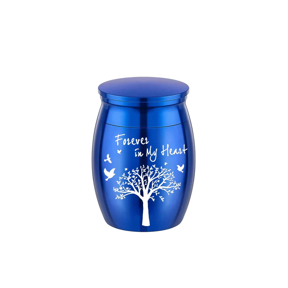 7 Colors Mini Keepsake Urn for Human Ashes, Tree of Life Aluminum Alloy Cremation Urn, Small Memorial Ashes Holder