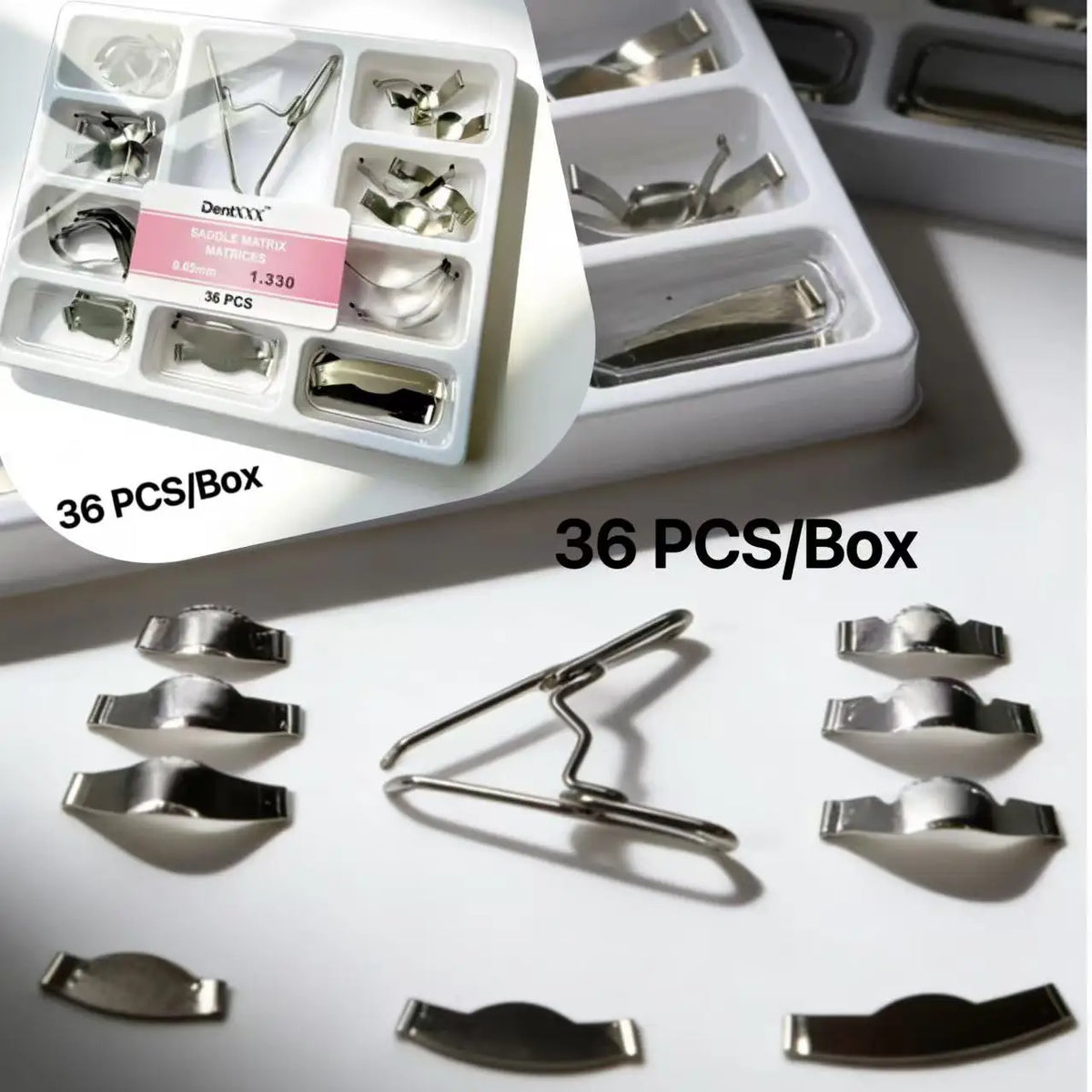 36PCS Saddle Matrix Matrices  0.05MM Sectional Forming Clips Kit No.1330