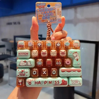 In Stock ///26Grid Keycap Clicker Anti Stress Fidget Keyboard Keychain Decompression Button Cartoon Party Favor Gift 26구 키캡 키링