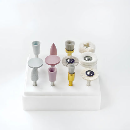 12 Pieces/Box Upgraded Silicone and Brush Grinding Head Mixed Polishing Set - Achieve High-Gloss Polishing with Polishing Paste