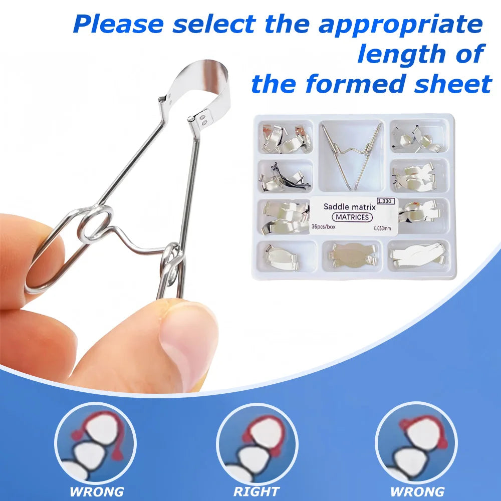 36PCS Saddle Matrix Matrices  0.05MM Sectional Forming Clips Kit No.1330